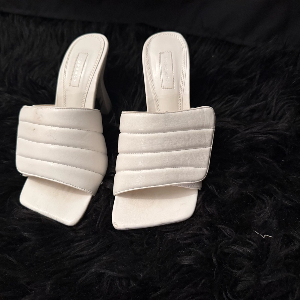 Topshop Ross padded heeled sandals White Quilted